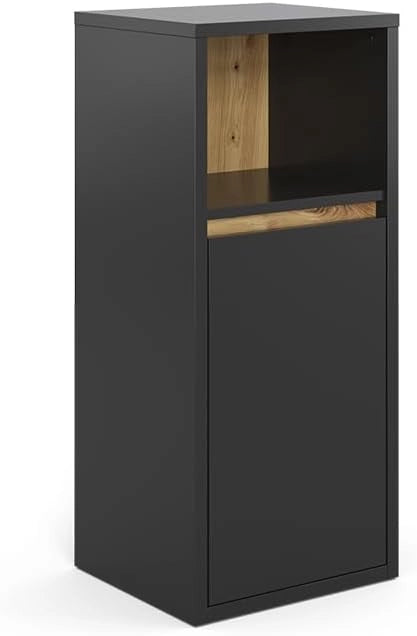 Mobiletto bagno Viola, Antracite, 33 x 80 cm, per montaggio a parete con vani a giorno e vani chiusi