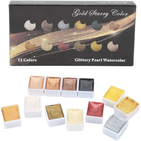 Set di acquarelli a guazzo 12 colori - pigmenti aquarelli - alta pigmentazione - facile da usare - adatto per principianti - bell' imballaggio - acquarelli a guazzo