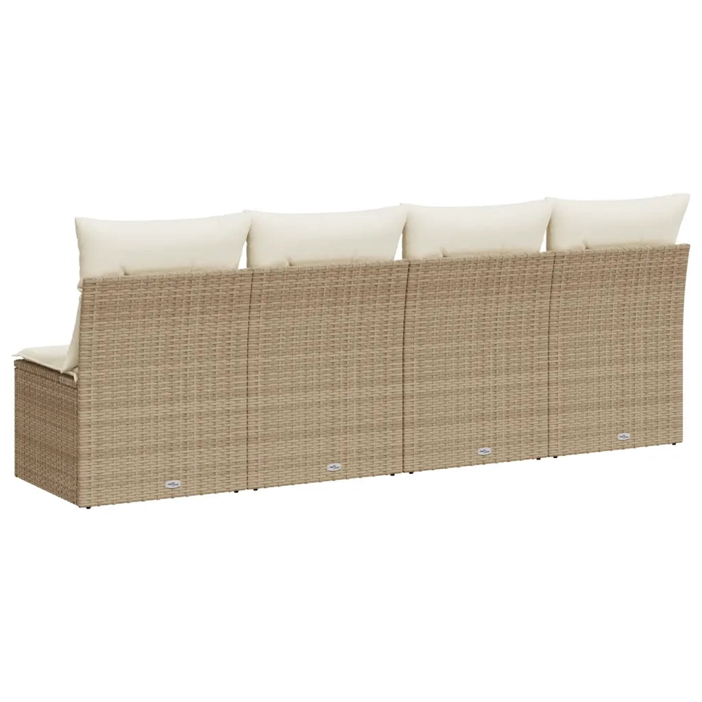 Divano da Giardino con Cuscini a 4 Posti-Sofa da Giardino-Divano da esterno Beige in Polyrattan 793999