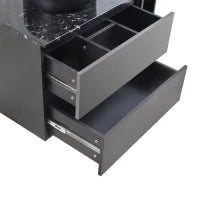 Mobile sospeso per lavabo 80 cm di larghezza, con lavabo in ceramica e cassetti, design moderno, MDF, 80×44×60,5 cm, Nero + Grigio
