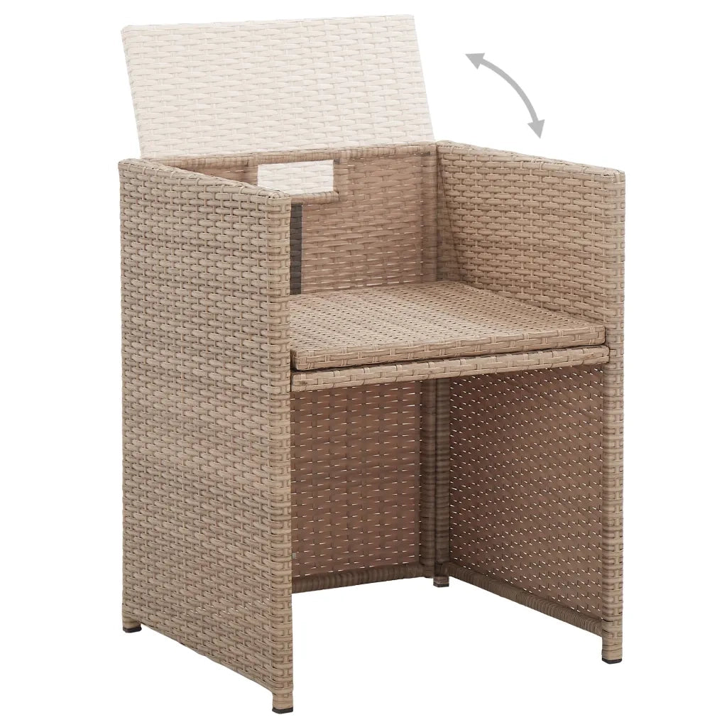 Set da Pranzo da Giardino 17 pz con Cuscini in Polyrattan Beige