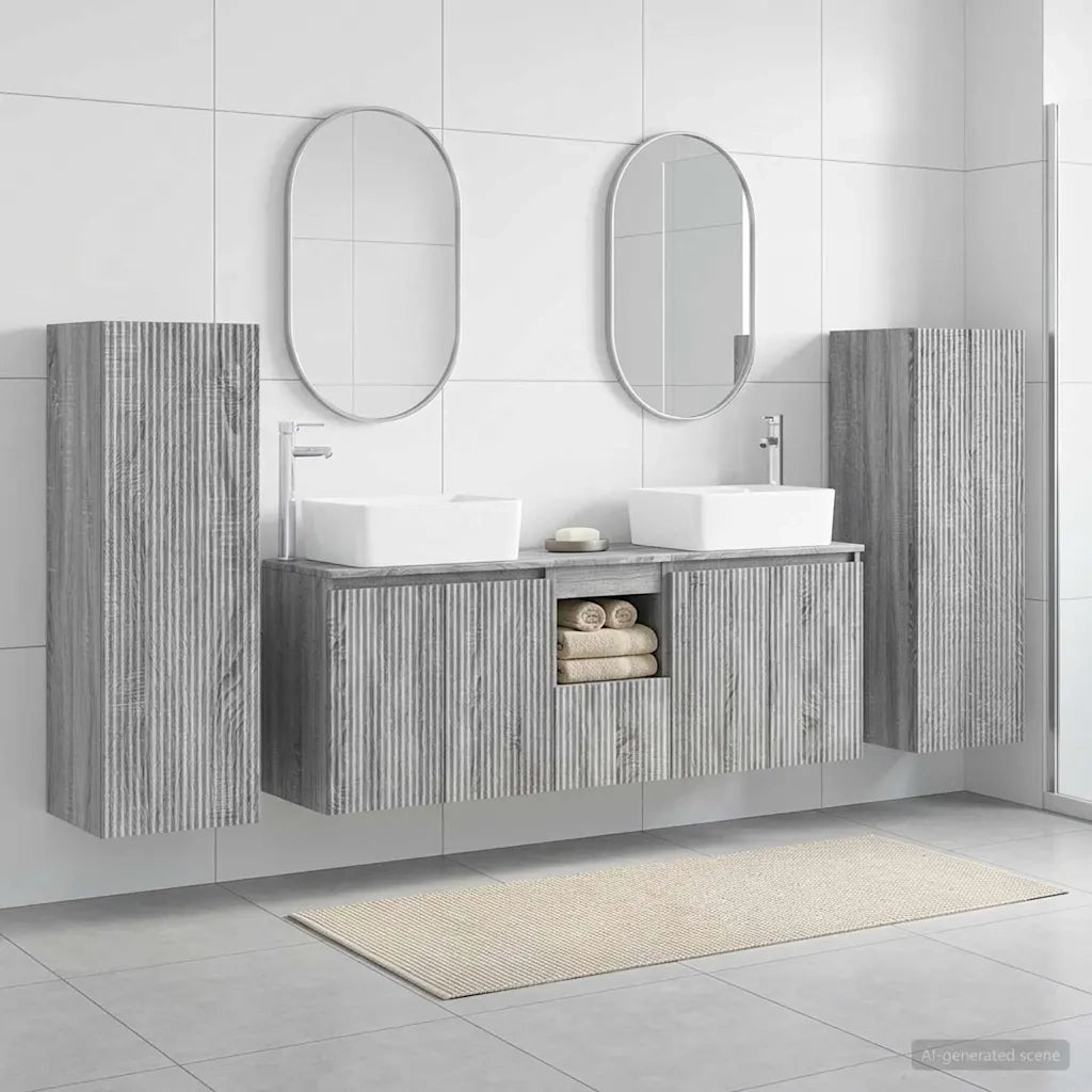 Set di mobili per il bagno 5 pz Sonoma grigio 3405999