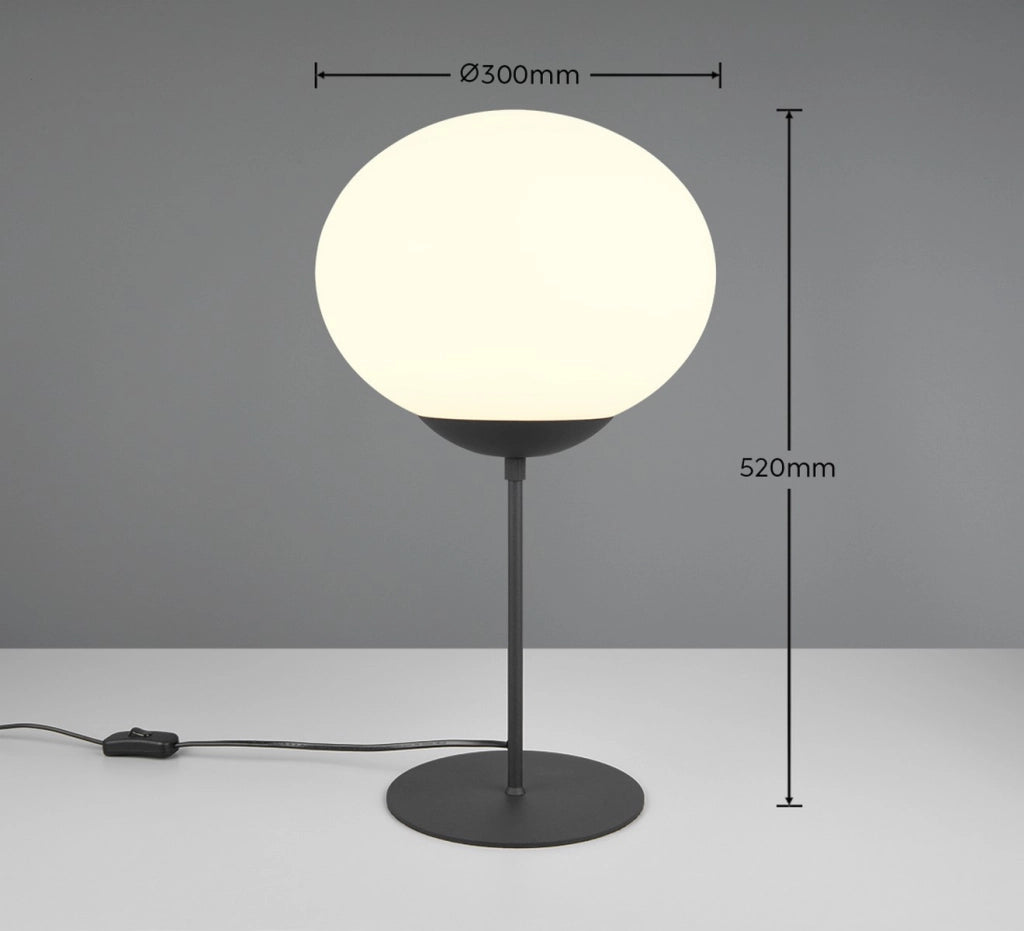 Lampada da tavolo minimal nera opaca sfera E27 Fomento