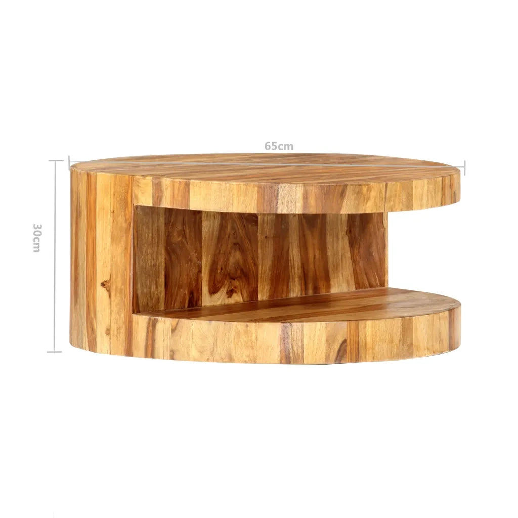 Tavolino da Salotto Rotondo 65x30 cm Legno Massello di Acacia 287350