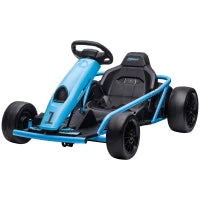 Go-Kart Elettrico per Bambini 8-12 Anni con Schienale Alto e Cintura di Sicurezza, 115x77x54 cm, Blu e Nero
