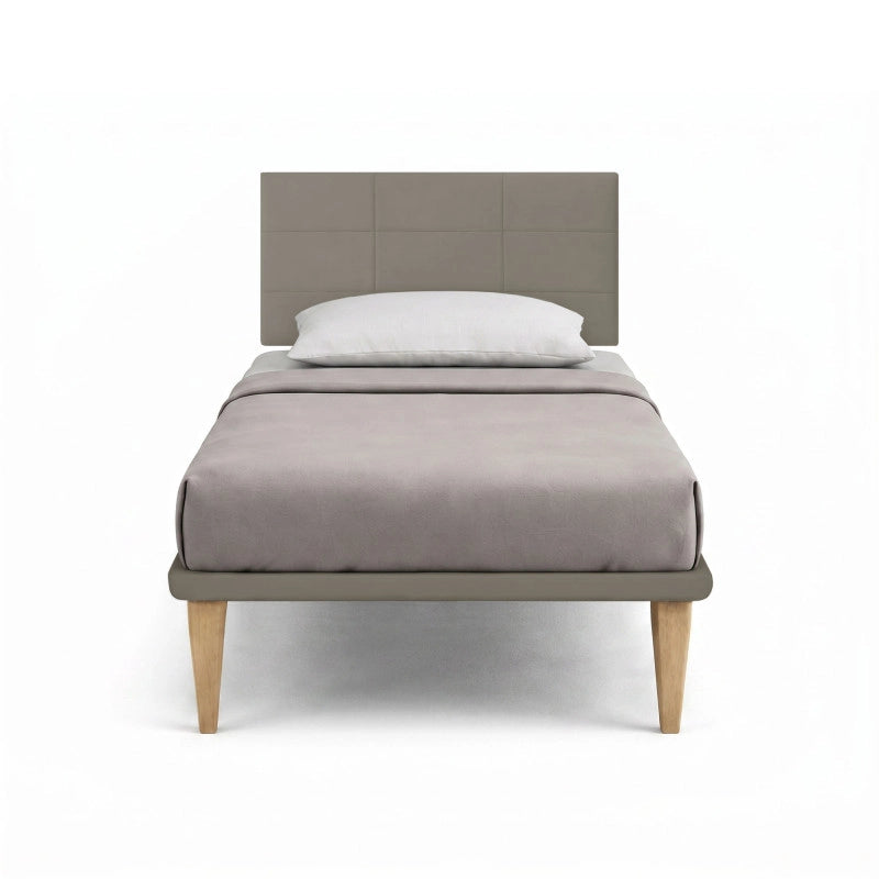 Letto imbottito Singolo 80x190 cm Square - Similpelle,Cappuccino,Con rete
