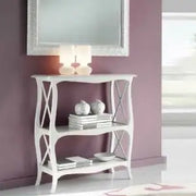 Consolle in legno Shabby chic laccato bianco opaco
