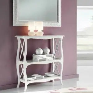 Consolle in legno Shabby chic laccato bianco opaco