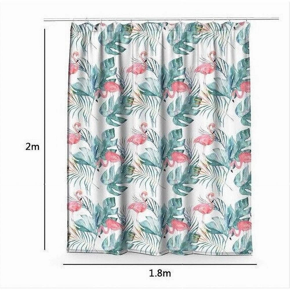 Trade Shop - Tenda Doccia Antimuffa Impermeabile 180x200cm Con Anelli Bagno Fenicotteri 69957 -