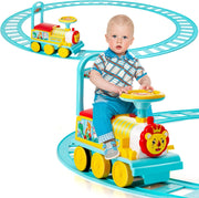 Trenino Elettrico per Bambini, Treno Giocattolo con 16 Pezzi di Binari, con Luci e Suoni, Scatola di Stoccaggio, Regalo per Bambini Anni 3+, Blu