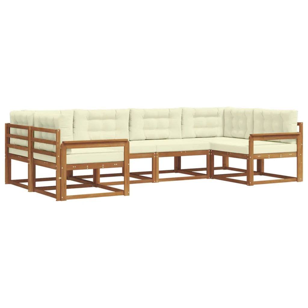 Set di divani da esterno con cuscino 6 pcs Naturale e Crema