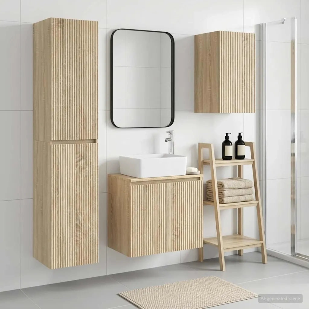 Set di mobili per il bagno 3 pz Rovere Sonoma 3406075