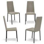 Set 4 sedie imbottita modello BETTY STYLE per interni, design moderno, gambe quadre in metallo, schienale e seduta rivestiti con tessuto morbido al tatto Terra