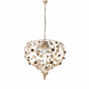 Lampadario Shabby Chic Bella Metallo Avorio Oro 5 Luci E27