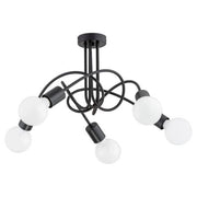 Plafoniera industriale LUPO 5 luci E27 nera metallo Alfa