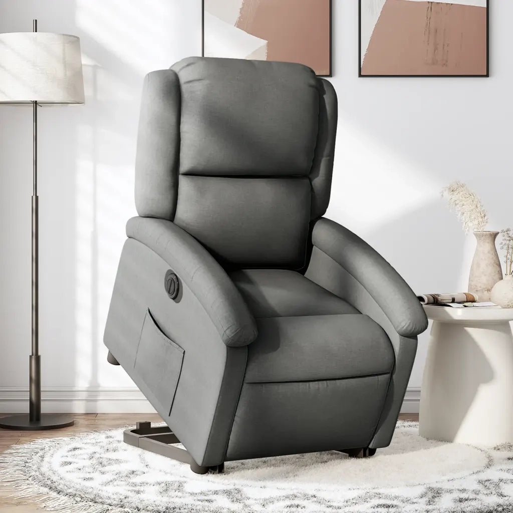Poltrona Alzapersona Reclinabile Elettrica Grigio Scuro Tessuto 3204189