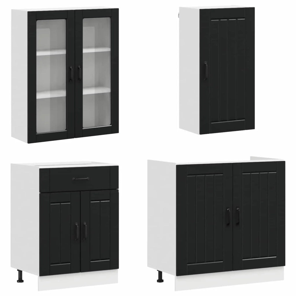 Unità Cucina LUCCA 8 pcs Nero Legno ingegnerizzato 3438144