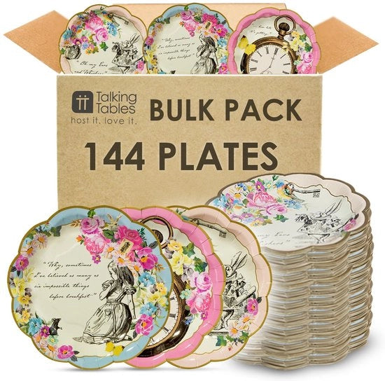 Tavolo da pranzo in plastica da 144 pz tema Alice nel Paese delle Meraviglie, set da tè con cappello del Cappellaio Matto, decorazioni da tavola, compleanno, baby shower, Mother's Day, rosa, dimensione 2,1 m
