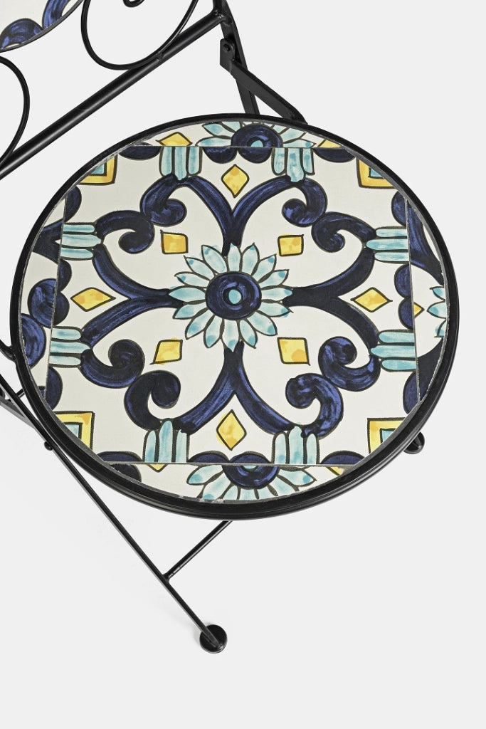 Set da Giardino Esterno Tavolino 2 Sedie Decori in Ceramica Positano Bizzotto
