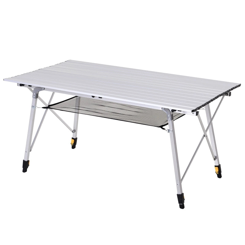Tavolo Pieghevole da Campeggio Allungabile ¨C MINIMAL ¨C Alluminio, Argento, 120x69x59-78 cm