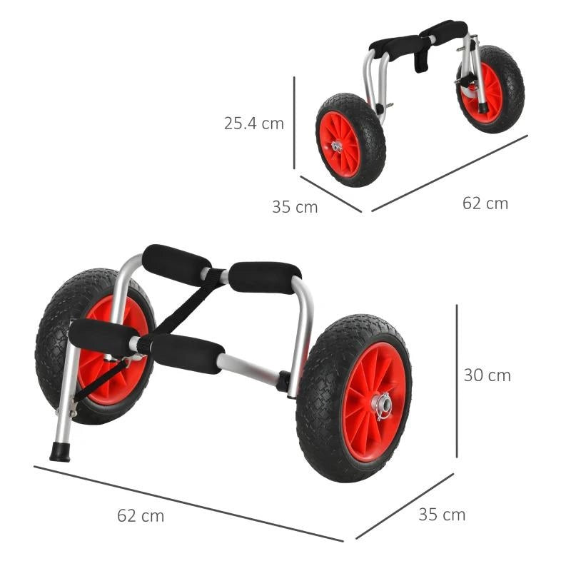 CARRELLO PER KAYAK PIEGHEVOLE PNEUMATICI 25CM ADATTO A TUTTE LE SUPERFICI