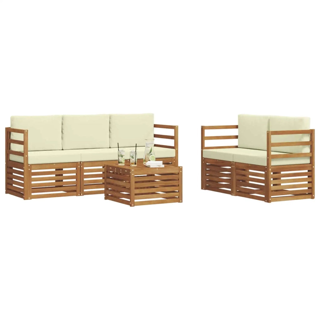 Set di divani da esterno 6 pz Naturale e Crema 3374350