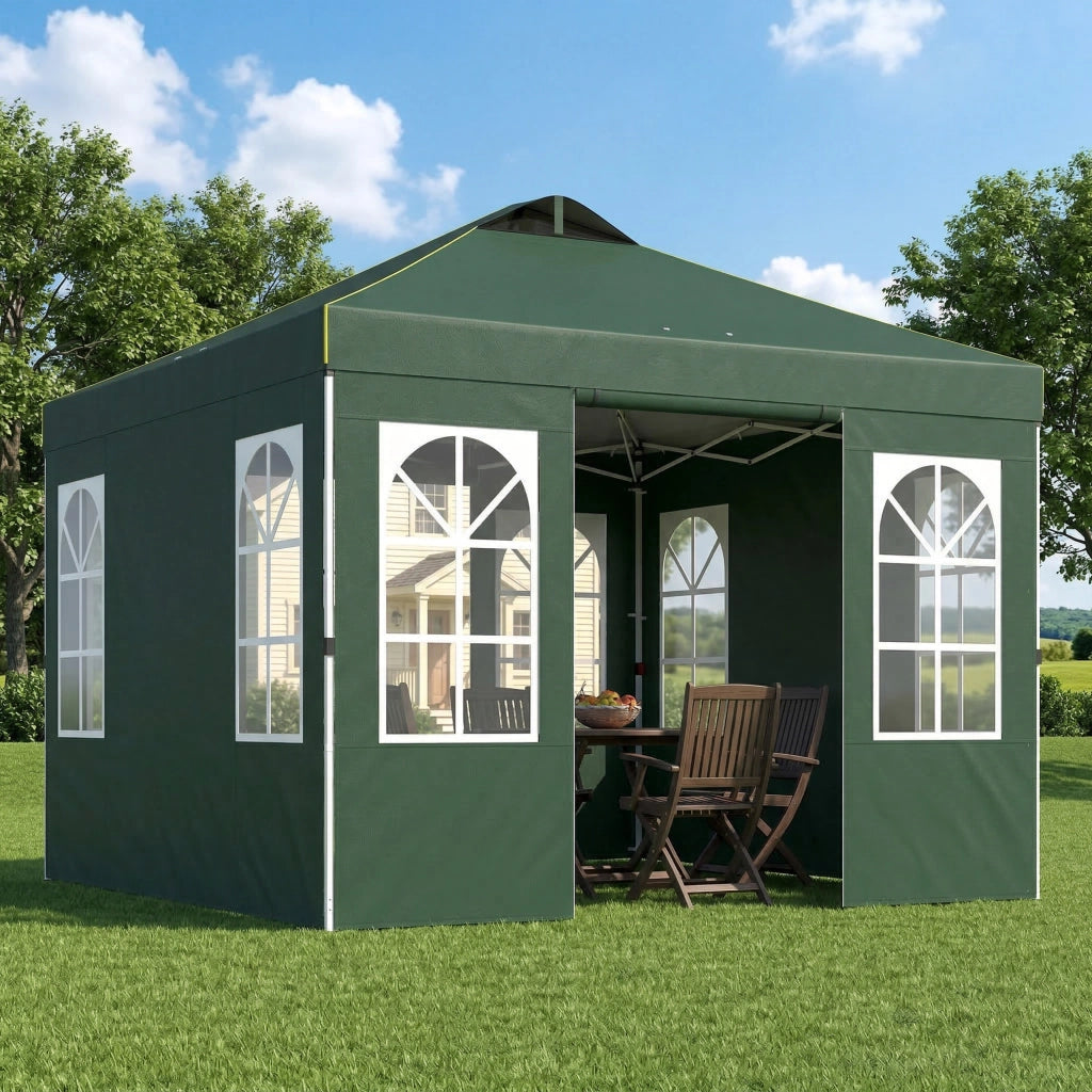 Tenda da Giardino Pieghevole 3x3 m ¨C Zephmum ¨C Verde con UPF50+ 4 Laterali e Borsa