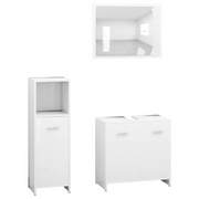 Set Mobili da Bagno | Armadio da bagno 4 pz Bianco in Legno Multistrato