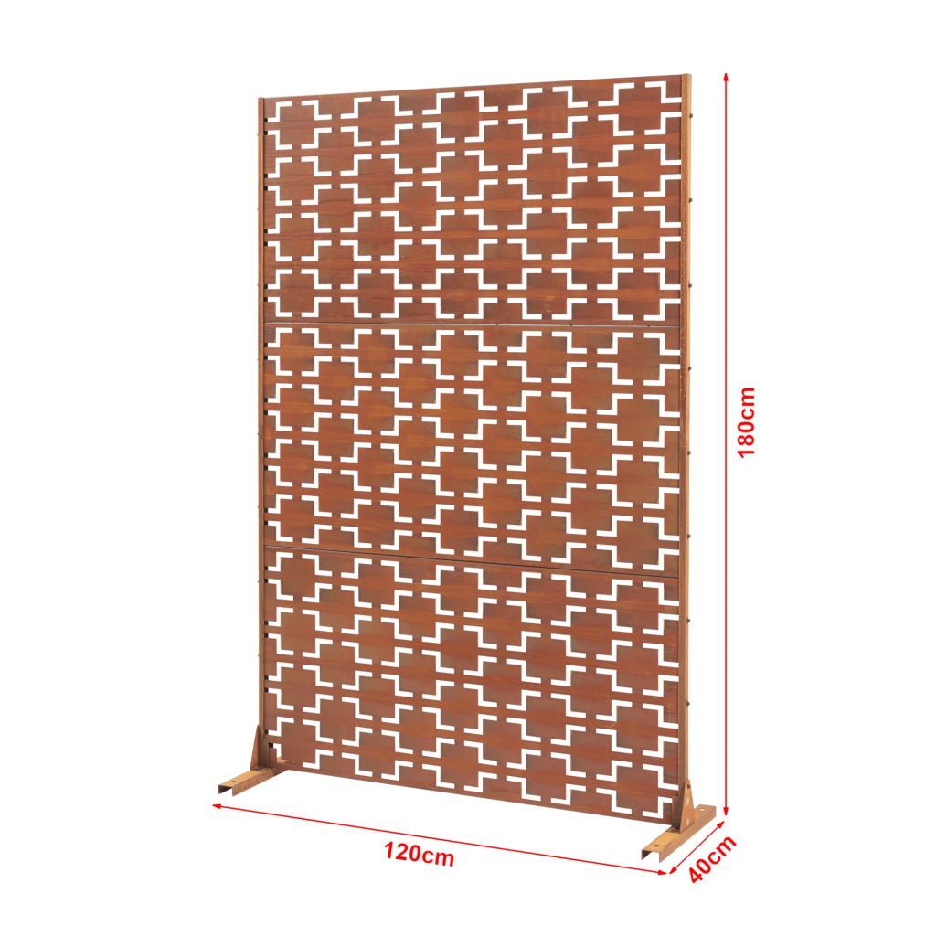 Pannello Divisorio Basciano Struttura Traforata in Acciaio Corten 180 x 120 cm Marrone Ossidato casa.pro