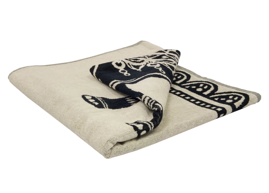 Telo Mare Jacquard Spugna Asciugamano Spiaggia Disegno Safari Elefante