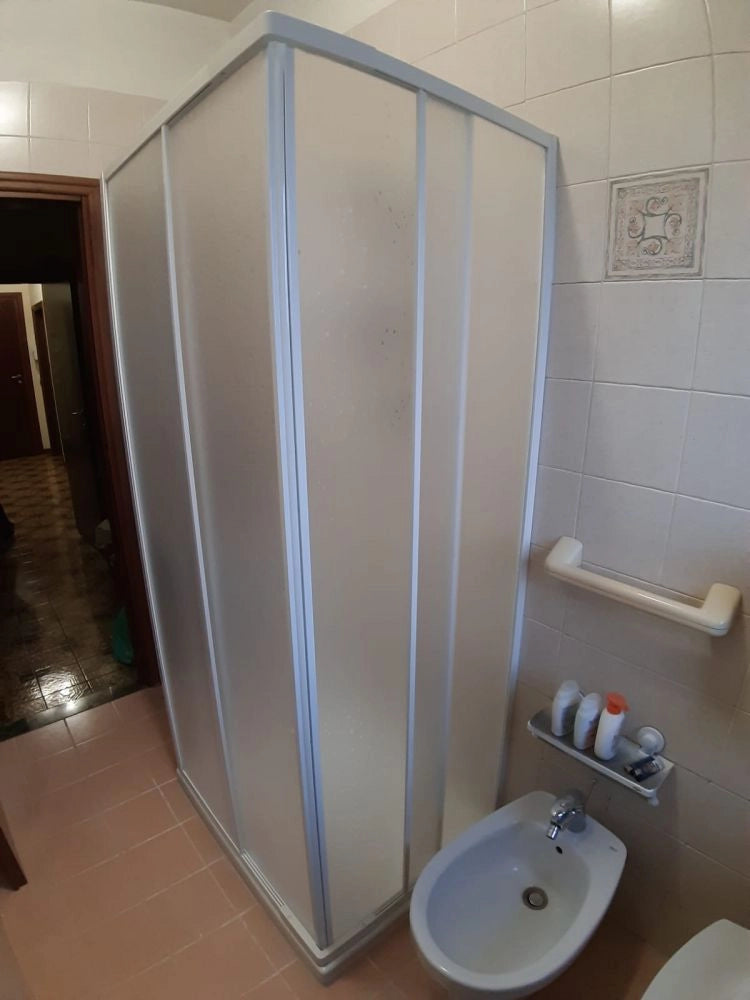 Box Doccia Acrilico - 3 lati, Apertura Scorrevole Opaco Effetto Goccia - Misura: 75 x 75 x 75 x h185