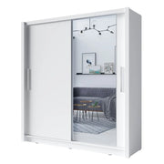 Armadio con 2 porte scorrevoli e specchio - 155 cm - bianco - collezione OZZULA