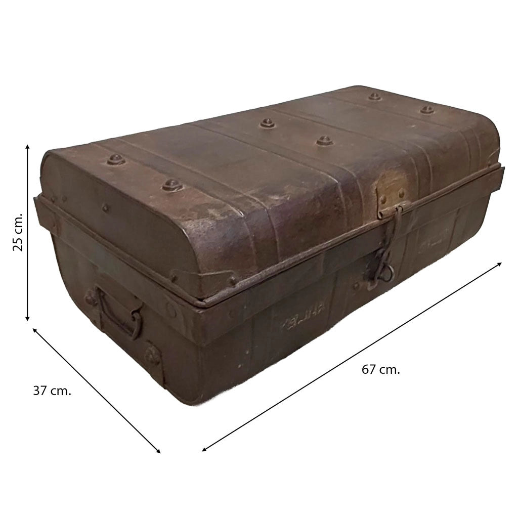 Valigia artigianale in metallo, 67x37x25h cm