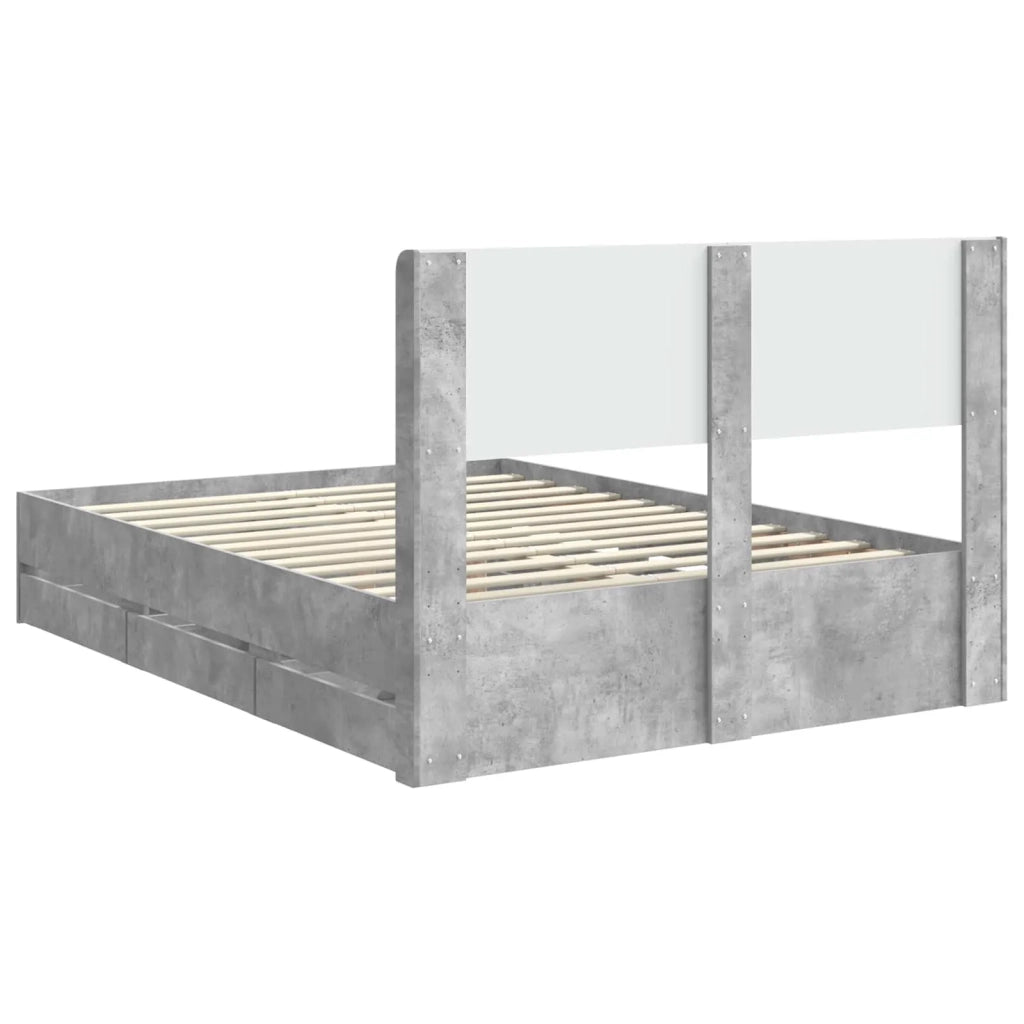 Struttura del letto con stoccaggio e testata Grigio Cemento 3414290