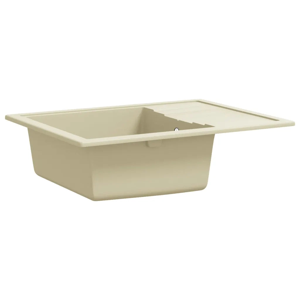 Lavello da Cucina con Foro Troppopieno Ovale Beige in Granito 147103