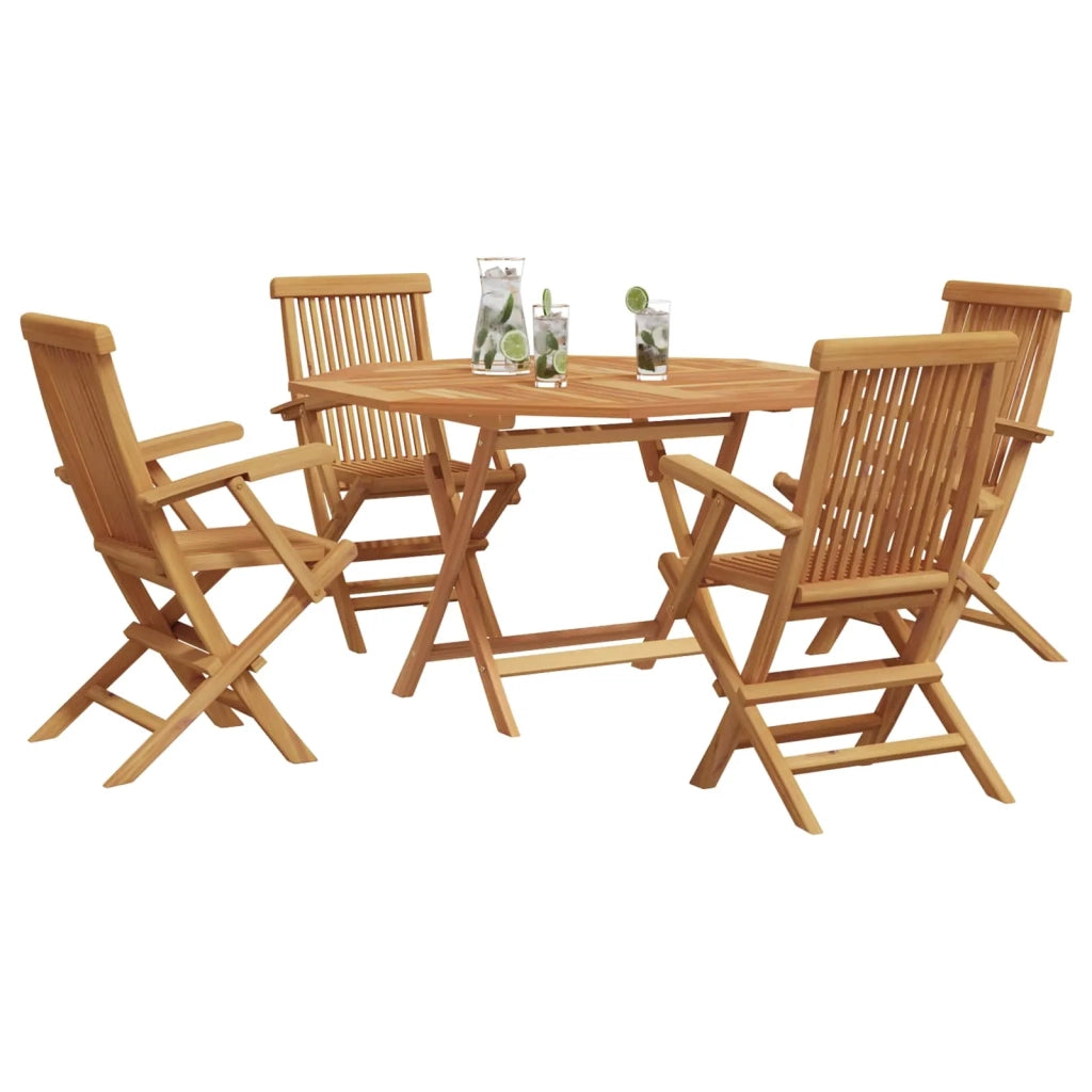 Set da Pranzo per Giardino 5 pcs Marrone Legno di teak solido 3385972