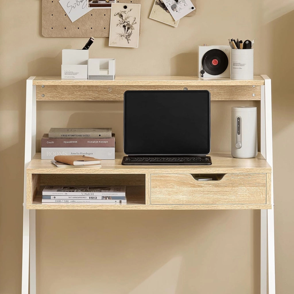 Scrivania piccola con libreria, cassetto e cubo Misura del piano del tavolo L76*P50*A75 cm FWT63-N