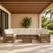 Set Divano da Giardino 10 pcs Beige e Bianco Crema polyrattan 3435231