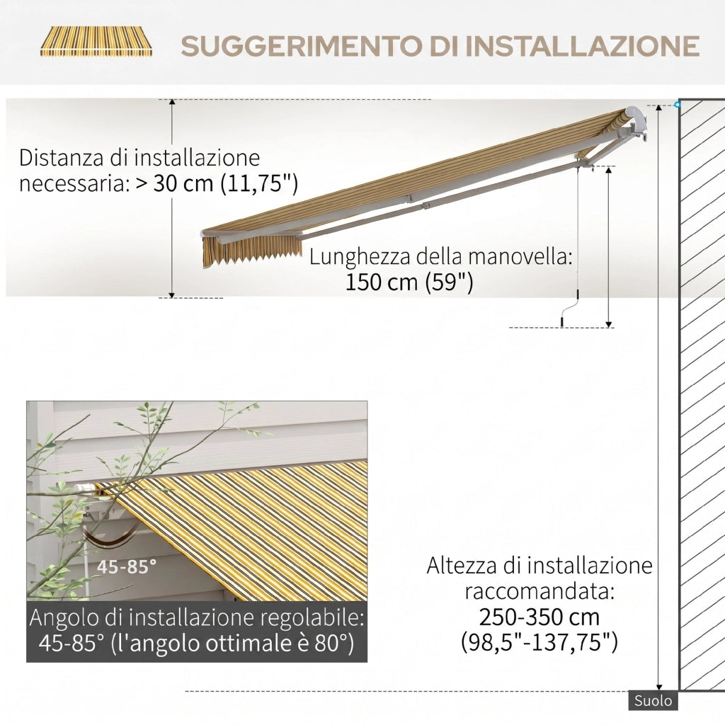 Tenda da Sole Avvolgibile per Esterno ¨C zephmum ¨C 350x250 cm, Giallo
