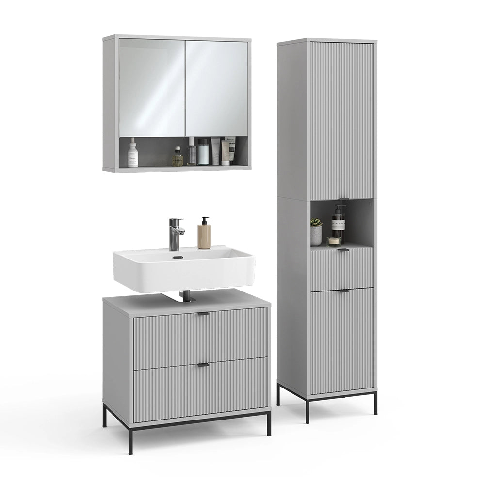 Vicco Set di mobili da bagno Grigio 3 parti