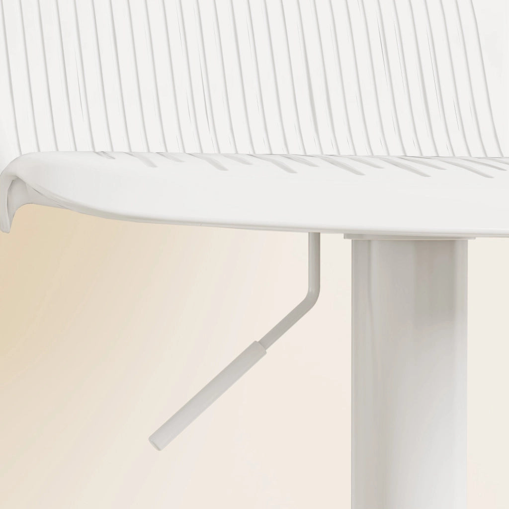 Set 2 Sgabelli da Bar con Schienale Altezza Regolabile 76,5-97,5 cm in PP Bianco