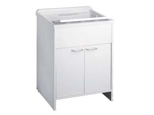 MOBILE LAVATOIO IN PVC BIANCO CON SIFONE  cm.60x50x85h