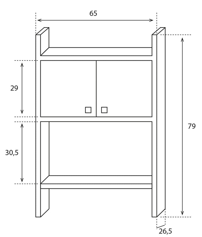 Scaffale Sopra Lavatrice da Appoggio Salvaspazio 65x79x26,5 cm in PVC Bianco
