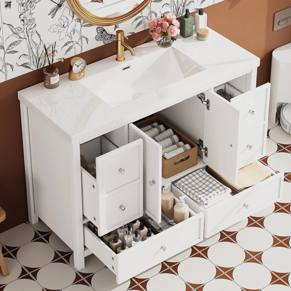 Mobile da Bagno con Lavabo Integrato e Cassetti ¨C Xylo ¨C Bianco 120x50x86.5cm