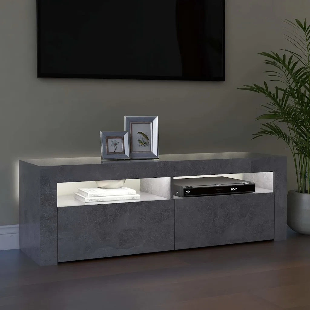 Mobile Porta TV con Luci LED Grigio Cemento 120x35x40 cm 804314