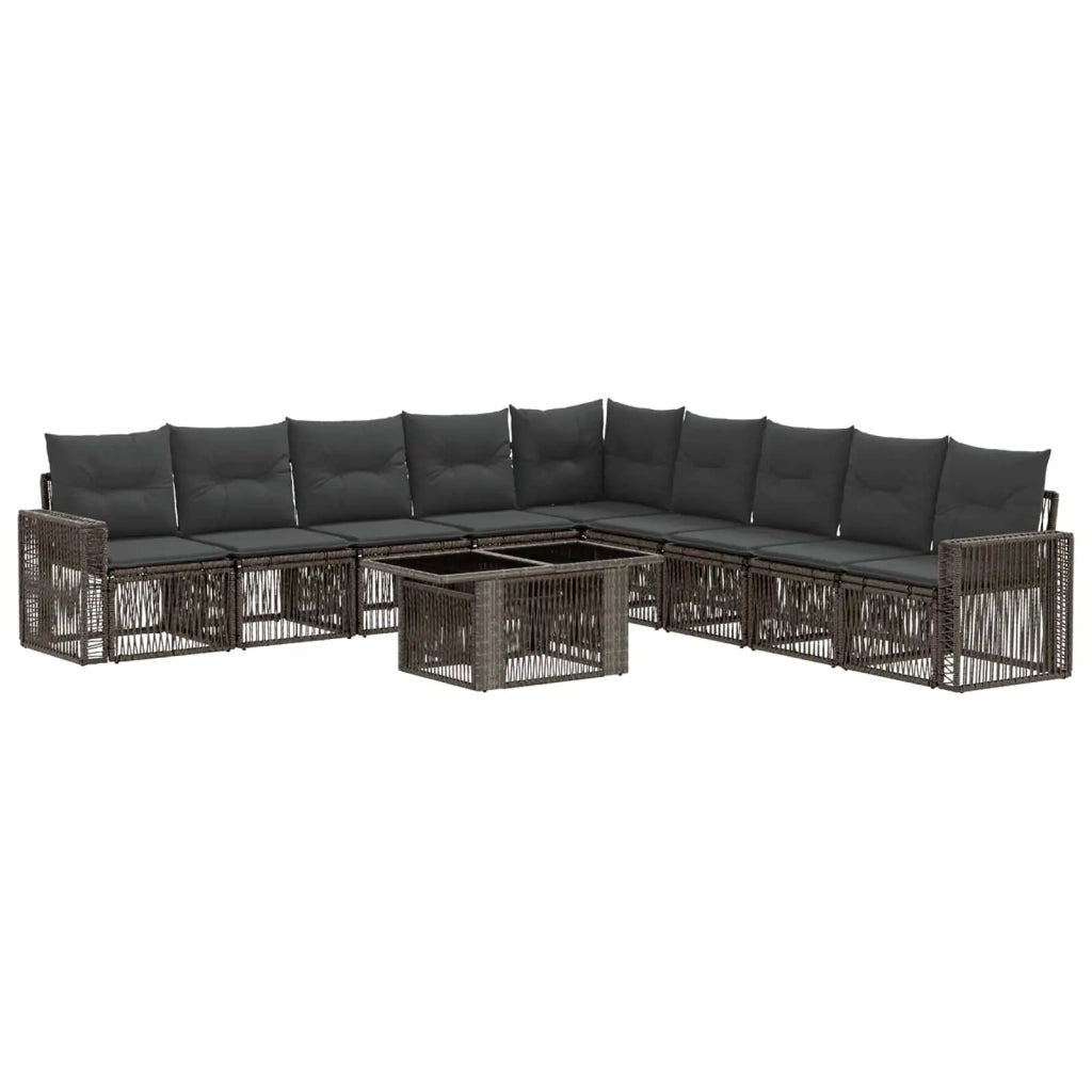 Set Divano da Giardino 10 pz Grigio e Grigio Scuro polyrattan 3436802