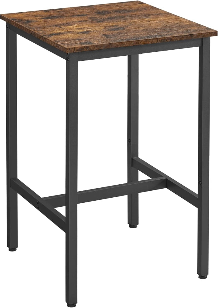 VASAGLE Tavolino da Bar, Tavolino Alto Quadrato per Colazione, Struttura in Acciaio, 60 x 60 x 92 cm, Montaggio Facile, per Cucina Soggiorno, Stile Moderno, Beige Rovere e Bianco Classico LBT025W09