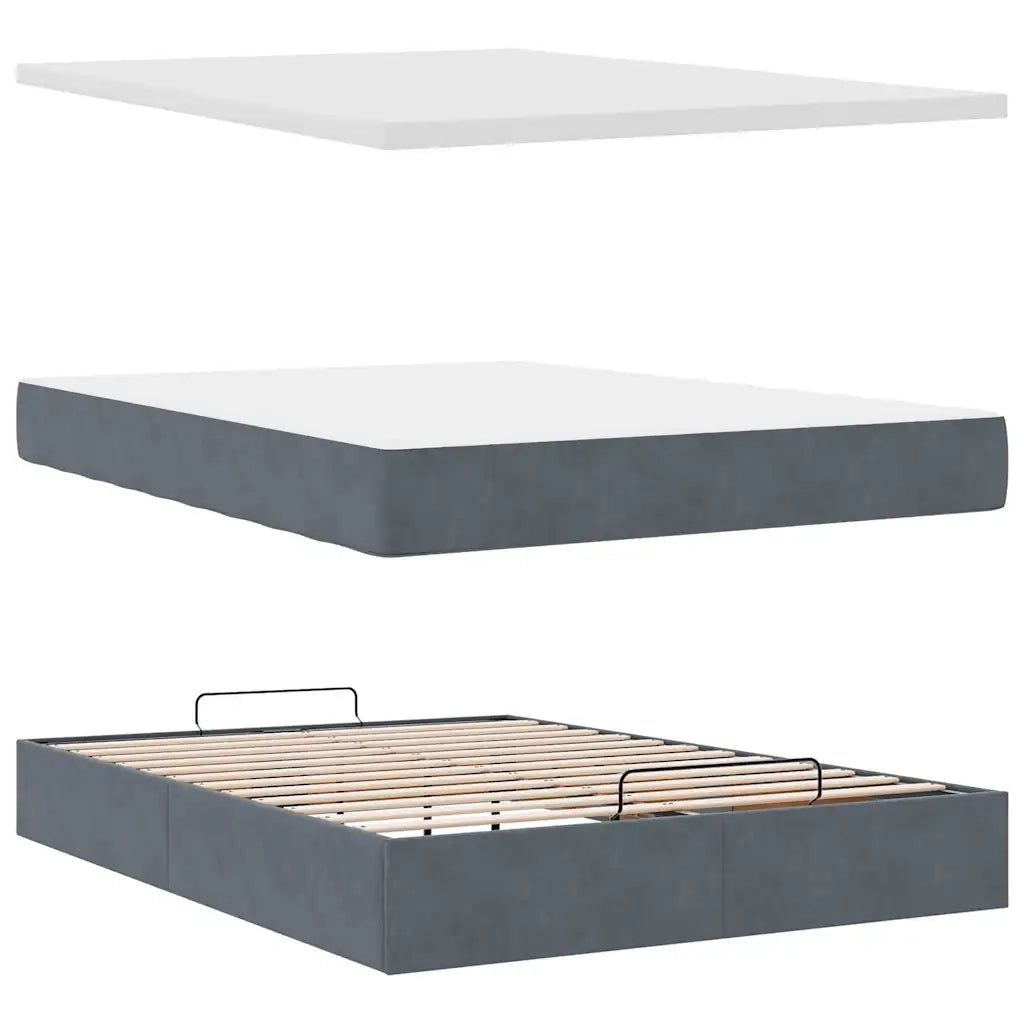 Struttura Letto Pouf con Materasso 140x190 cm Velluto 3312693