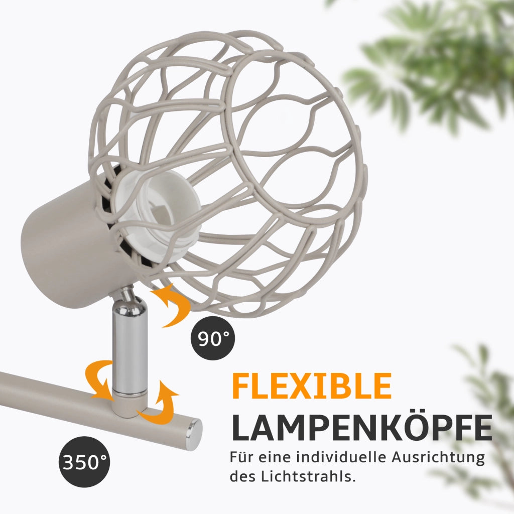ZMH Faretto da soffitto Grigio E14 3 Luci Metall Orientabile Moderni per Soggiorno Cucina Corridoio Senza Lampadina
