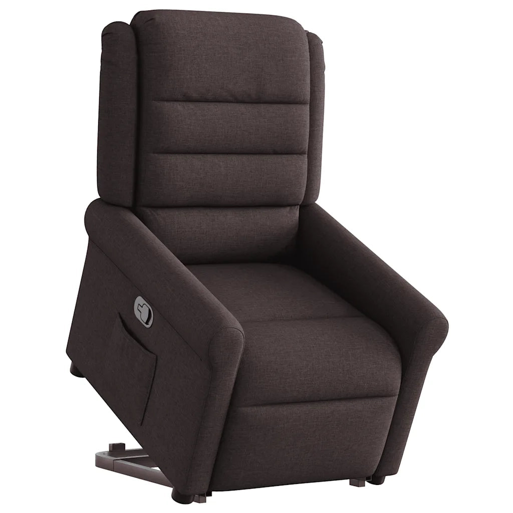 Poltrona Alzapersona Reclinabile Marrone Scuro in Tessuto 3303319